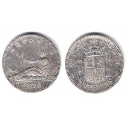 Gobierno Provisional. 1870*(18-74). 2 Pesetas (BC+) (Plata) Ceca de Madrid DE-M