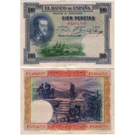 España. 1925. 100 Pesetas (MBC+) Serie F
