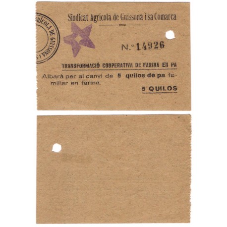 Sindicat Agrícola de Guissona i sa Comarca. 5 Quilos (EBC)