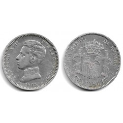 Alfonso XIII. 1903*(19-03). 1 Peseta (MBC-) (Plata) Ceca de Madrid SM-V