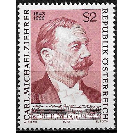 Austria. 1972. 2 Schilling (Nuevo) Cent. Muerte del Compositor Carlo Michael Ziehrer