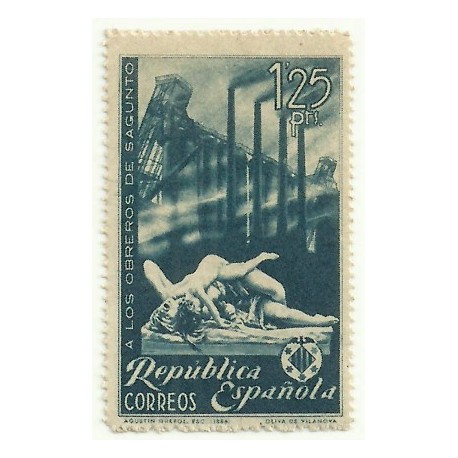 (774) 1938. 1.25 Pesetas. Homenaje obreros de Sagunto (Nuevo)