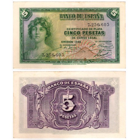 España. 1935. 5 Pesetas (SC-) Sin Serie