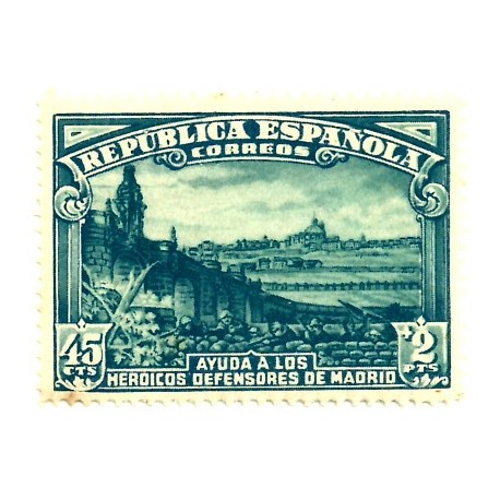 (757) 1938. 45 Céntimos + 2 Pesetas. Defensa de Madrid (Nuevo)