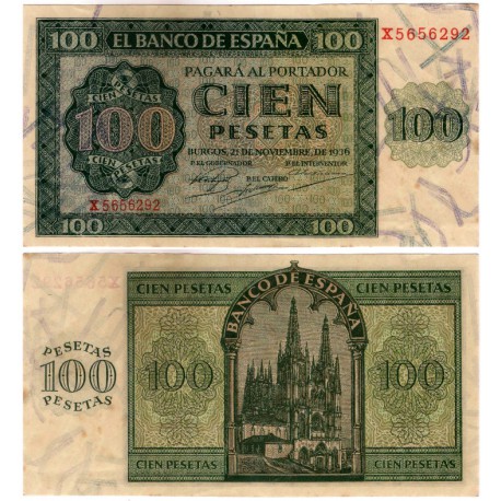 Estado Español. 1936. 100 Pesetas (EBC) Serie X