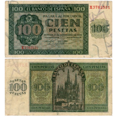 Estado Español. 1936. 100 Pesetas (MBC) Serie X