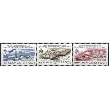 Austria. 1979. Serie Completa (Nuevo) 150 Aniv. Primera Compañia de Navegación a Vapor por el Danubio