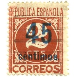 (744) 1938. 45 Céntimos sobre 2 Céntimos. Cifras (Usado)