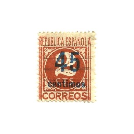 (744) 1938. 45 Céntimos sobre 2 Céntimos. Cifras (Usado)