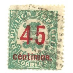 (742) 1938. 45 Céntimos sobre 1 Céntimo. Cifras (Usado)