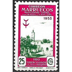 Protectorado de Marruecos. 1953. 25 Céntimos (Nuevo, con fijasellos) Pro Tubercolosos