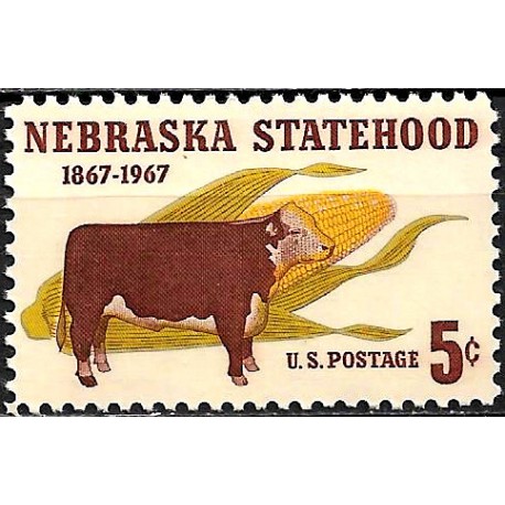 Estados Unidos de América. 1967. 5 Cents (Nuevo, con marca de fijasellos) Nebraska Statehood