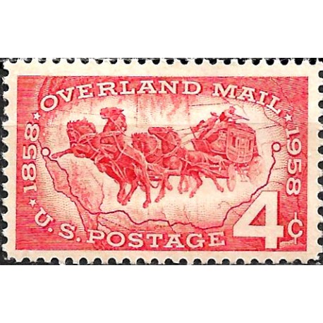 Estados Unidos de América. 1958. 4 Cents (Nuevo) Overland Mail