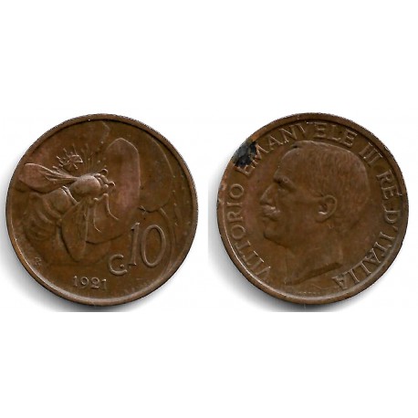 (60) Italia. 1921. 10 Centesimi (MBC)