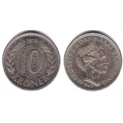 (864.1) Dinamarca. 1979. 10 Kroner (MBC+)
