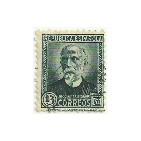 (657) 1931-2. 15 Céntimos. Personajes. Nicolás Salmerón (Usado)