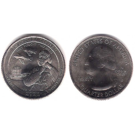 Estados Unidos de América. 2021(D). Quarter Dollar (SC) Tuskegee Airmen