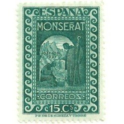 (640) 1931. 15 Céntimos. IX Cent. Monasterio de Montserrat (Nuevo, con marcas de fijasellos)