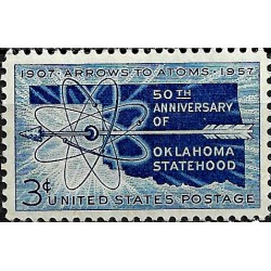 Estados Unidos de América. 1957. 3 Cents (Nuevo) Arrow to Atoms. Oklahoma Statehood