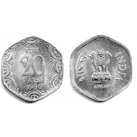 (44) India. 1986. 20 Paise (SC)