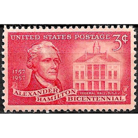 Estados Unidos de América. 1957. 3 Cents (Nuevo) Alexander Hamilton Bicentennial