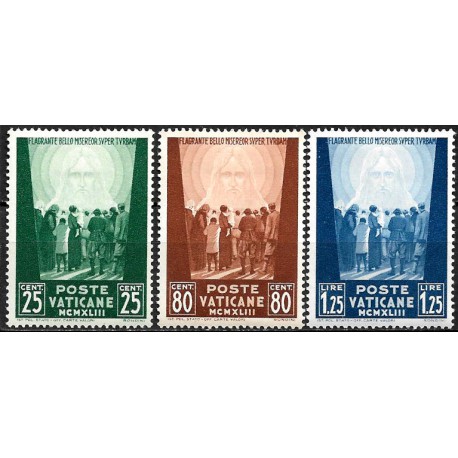 Ciudad del Vaticano. 1943. Serie Completa (Nuevo, con fijasellos) A favor de las Victimas de la Guerra