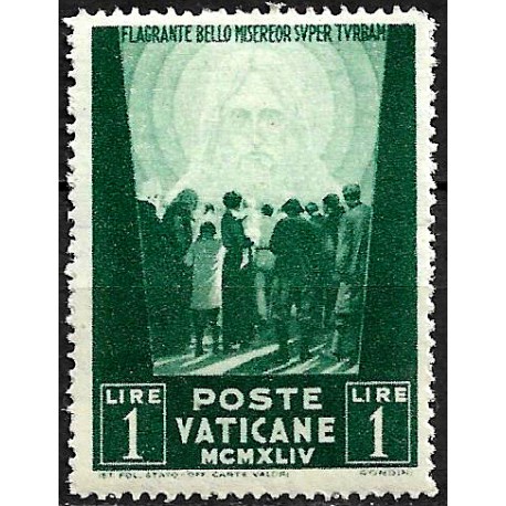 Ciudad del Vaticano. 1944. 1 Lira (Nuevo, con fijasellos) A favor de los prisioneros