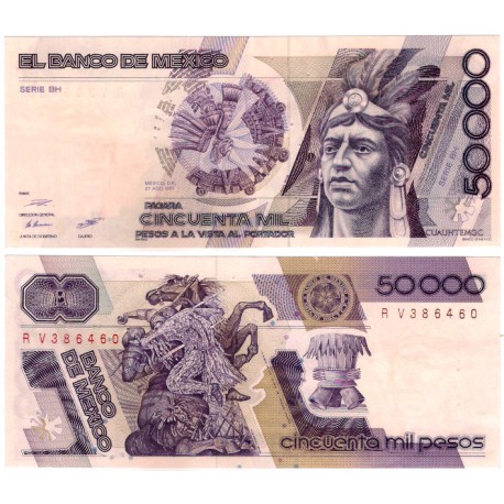 (93a) Estados Unidos Mexicanos. 1987. 50000 Pesos (EBC) Agujeros de grapa
