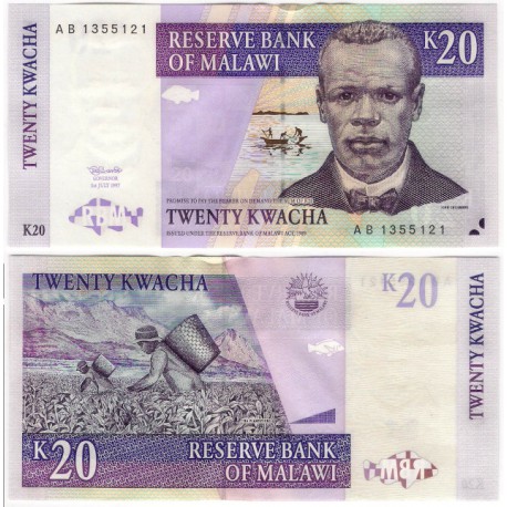 (38a) Malaui. 1997. 20 Kwacha (SC)