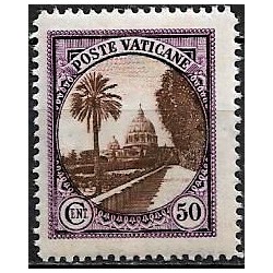 Ciudad del Vaticano. 1933. 50 Centesimi (Nuevo, con fijasellos) Jardines del Vaticano