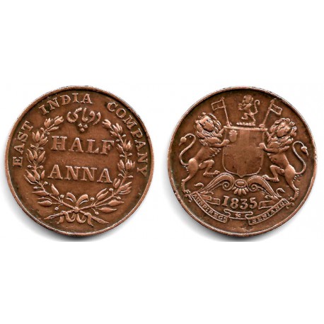(447) India Británica. 1835. Half Anna (MBC)