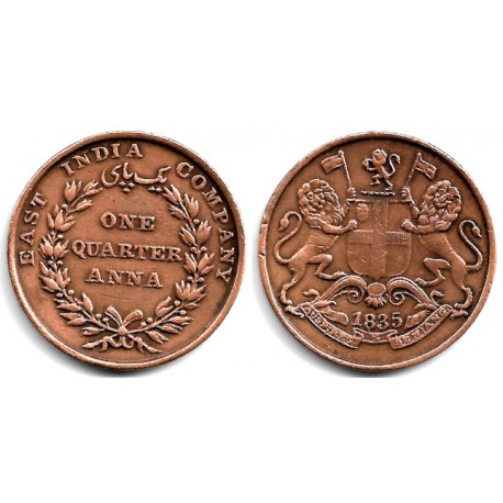 (446.2) India Británica. 1835. Quarter Anna (EBC) Calcutta 26,2mm