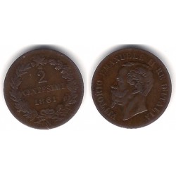 (2.2) Italia. 1861N. 2 Centesimi (MBC+)