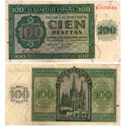 Estado Español. 1936. 100 Pesetas (MBC/MBC+) Serie X