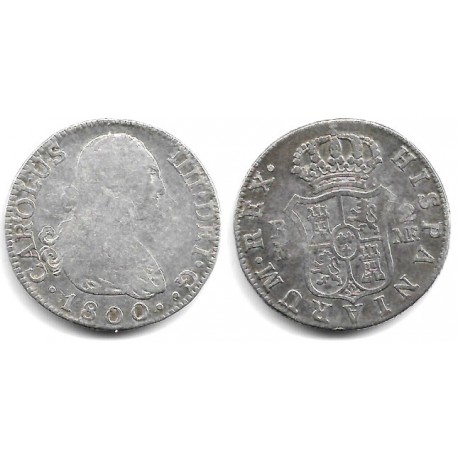 Carlos IV. 1800. 2 Reales (BC/BC-) (Plata) Ceca de Madrid MF