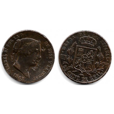 Isabel II. 1863. 25 Céntimos de Real (BC/BC+) Ceca de Segovia