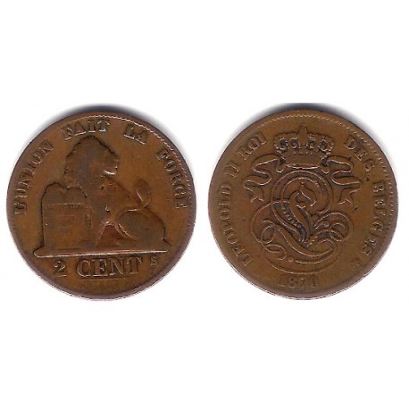 (35.1) Bélgica. 1870. 2 Centimes (BC+)