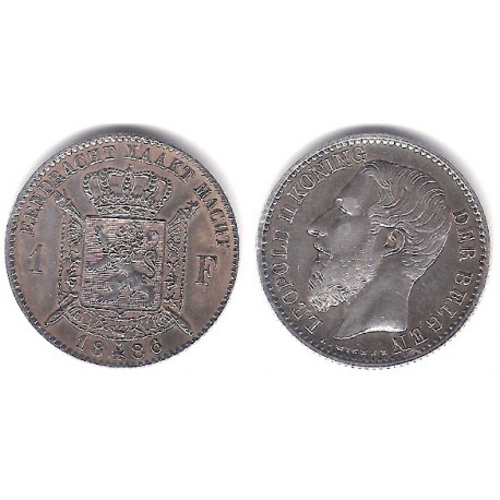 (29) Bélgica. 1886. 1 Franc (EBC-) (Plata)