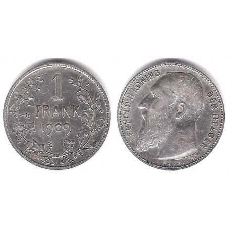 (57) Bélgica. 1909. 1 Franc (MBC+) (Plata)