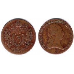 (2115.3) Austria. 1800C. 3 Kreuzer (MBC)