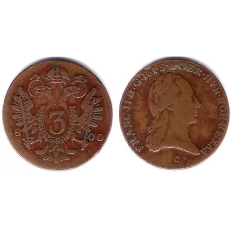 (2115.3) Austria. 1800C. 3 Kreuzer (MBC)