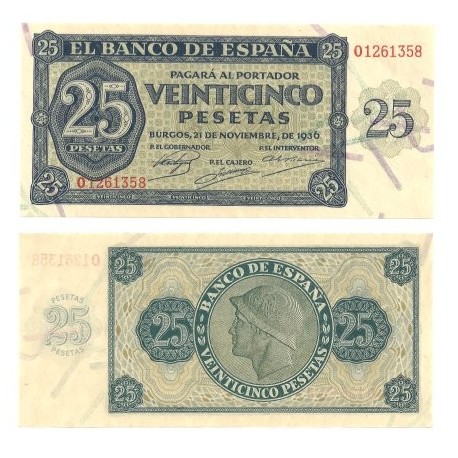 [1936] Billete de 25 Pesetas (SC). Serie O.