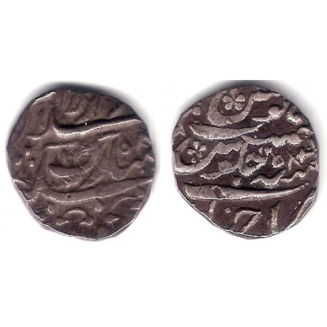 (Y3.1) Estados Unidos de la India (Bahawalpur). 1258AH. 1 Rupee (MBC) (Plata)