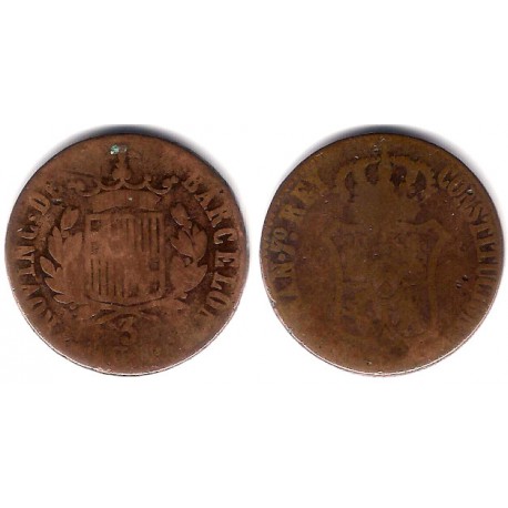 Fernando VII. 1823. 3 Cuartos (BC/BC-) Ceca de Barcelona