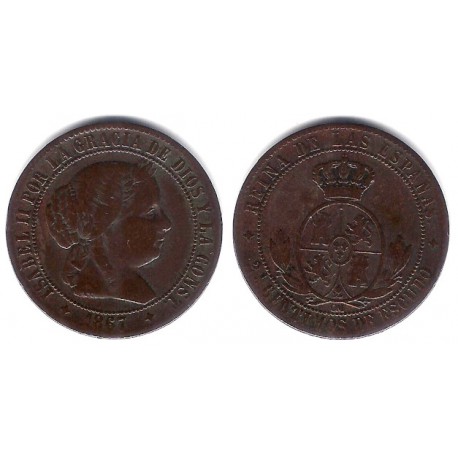 Isabel II. 1867. 2½ Céntimos de Escudo (BC+) Ceca de Jubia OM