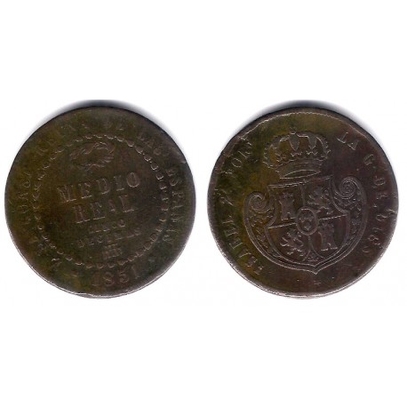 Isabel II. 1851. ½ Real (BC+) Ceca de Segovia