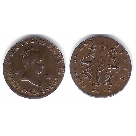 Isabel II. 1842. 2 Maravedi (EBC) Ceca de Segovia