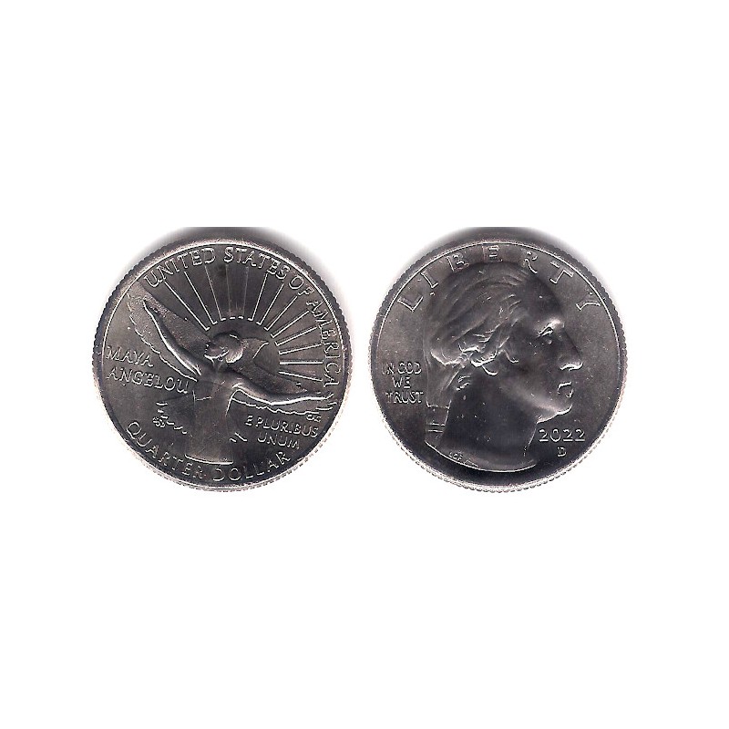 Estados Unidos de América. 2022(D). Quarter Dollar (SC) Maya Angelou
