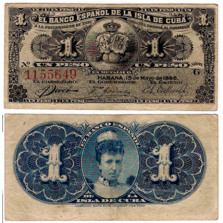 Cuba Colonial. 1896. 1 Peso (BC+)