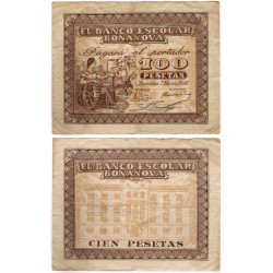 Banco Escolar Bonanova. 1944. 100 Pesetas (BC+) Leves roturas en márgenes